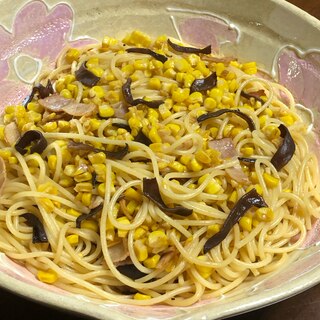 とうもろこしとベーコンの和風パスタ